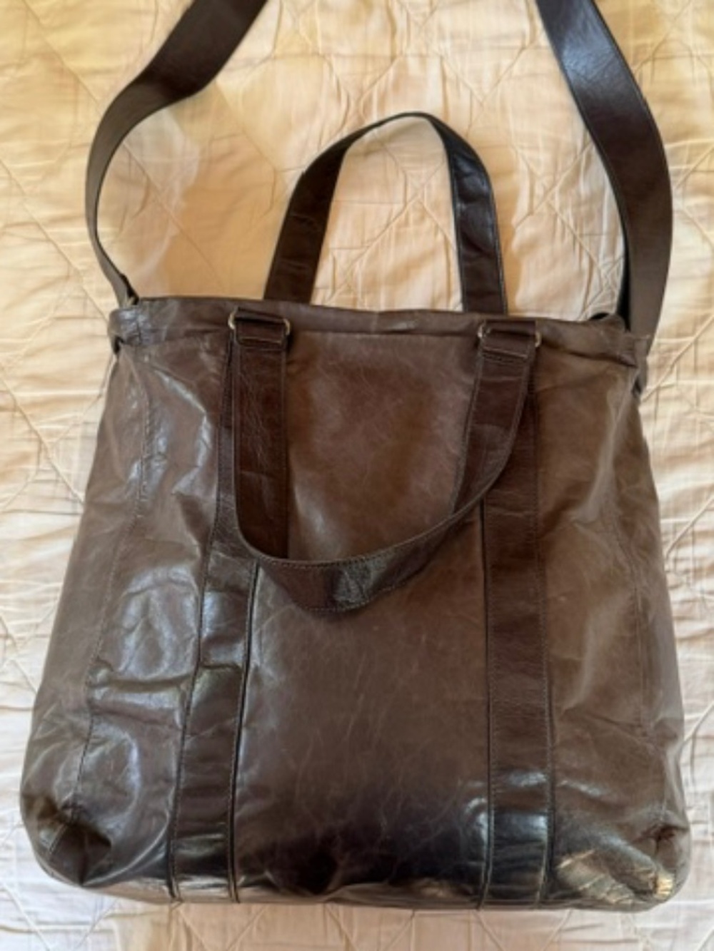 m0851 UNISEX dark blueish gray leather weekender bag